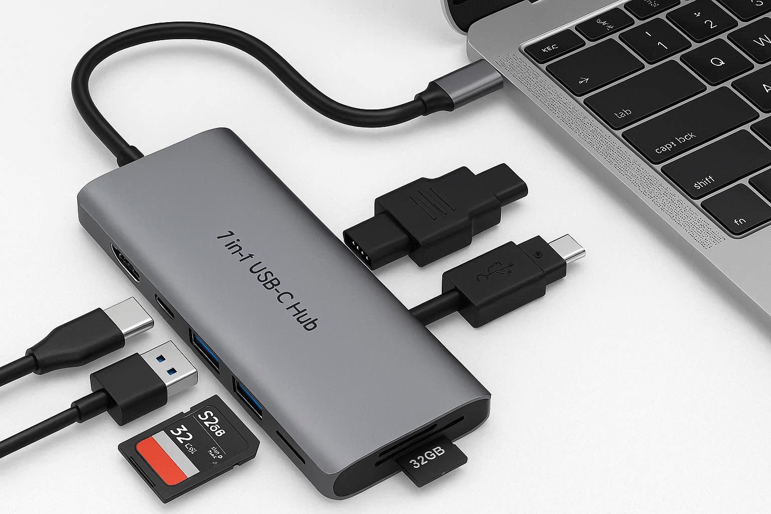 USB C Hub 7 in 1 Adapter for Laptop - Image 1