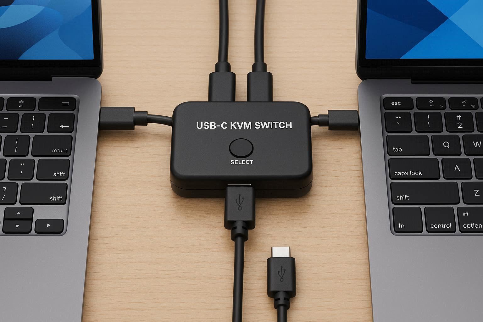 USB C KVM Switch 2 Computer Sharing - Image 1
